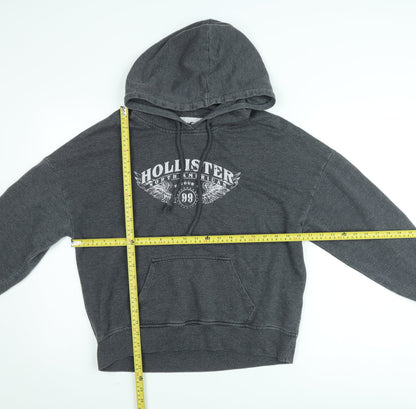 Hollister Womens Grey Pullover Hoodie Small Logo Graphic Casual