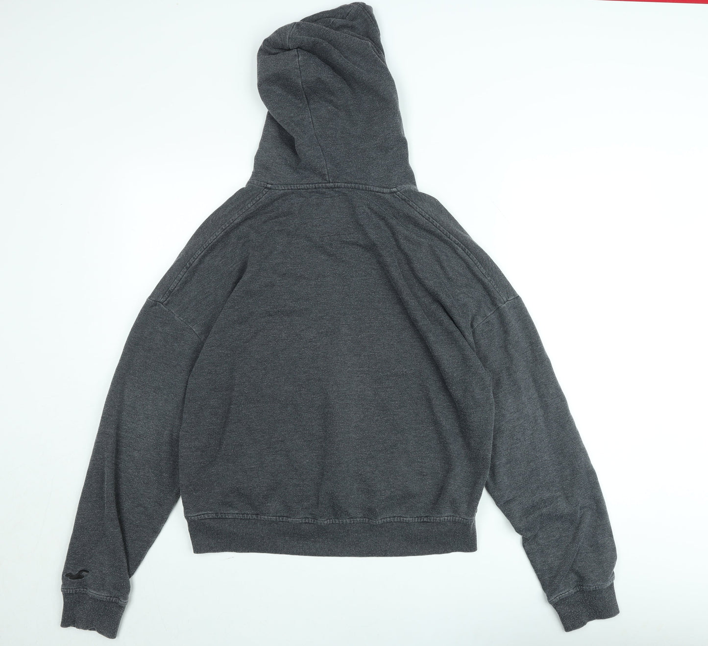 Hollister Womens Grey Pullover Hoodie Small Logo Graphic Casual