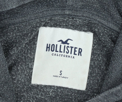 Hollister Womens Grey Pullover Hoodie Small Logo Graphic Casual