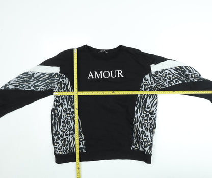 Select Women Black Animal Print Amour Pullover Sweatshirt Size L