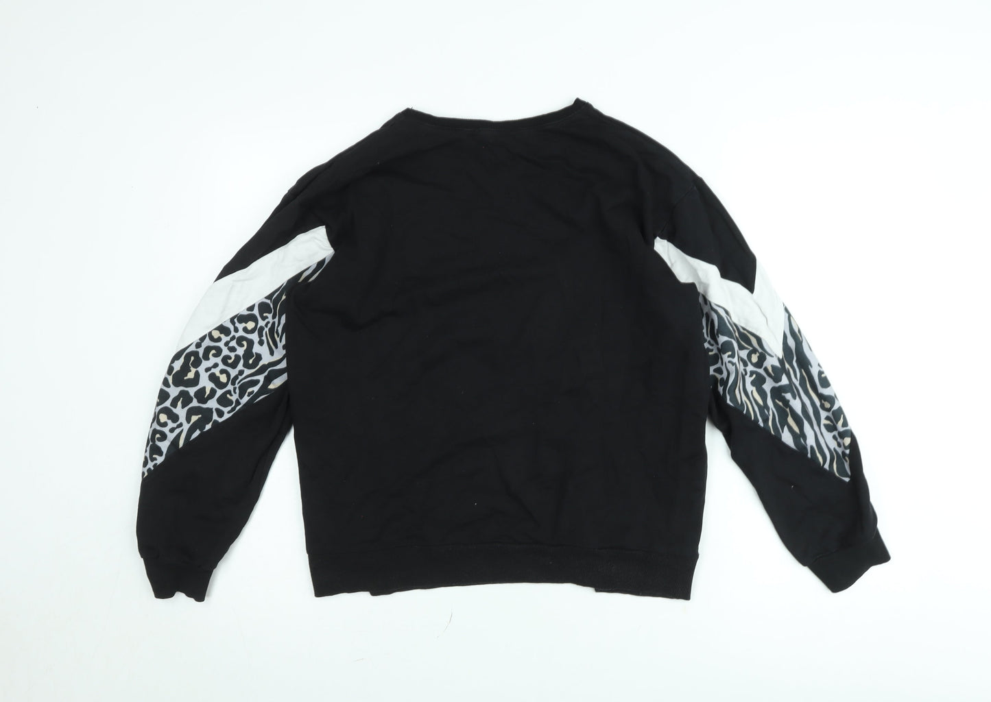 Select Women Black Animal Print Amour Pullover Sweatshirt Size L