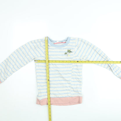 White Stuff Girls Blue Striped Pullover Sweatshirt Age 7-8 Years