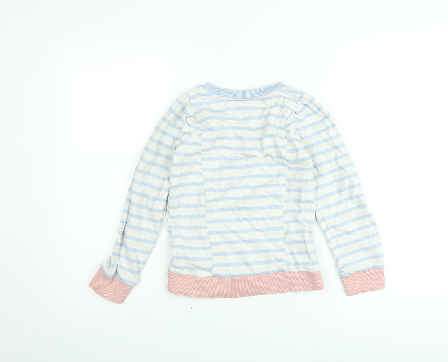White Stuff Girls Blue Striped Pullover Sweatshirt Age 7-8 Years