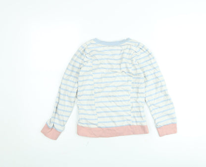 White Stuff Girls Blue Striped Pullover Sweatshirt Age 7-8 Years