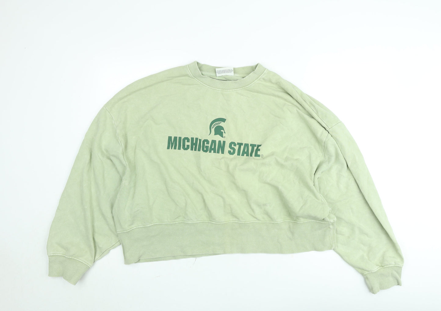 MSU Michigan State University Womens Green L Sweatshirt Crew Neck Pullover