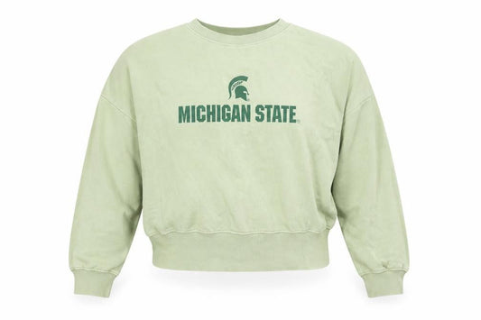 MSU Michigan State University Womens Green L Sweatshirt Crew Neck Pullover