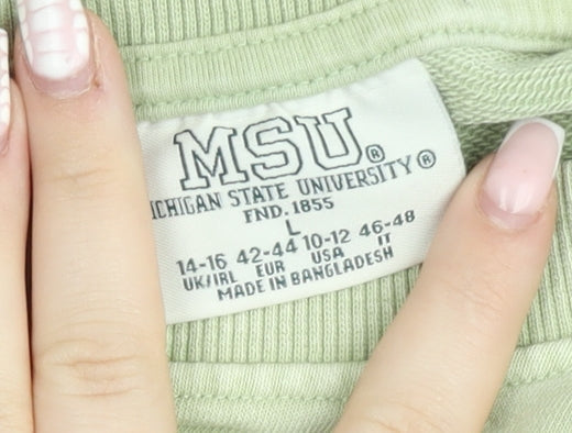 MSU Michigan State University Womens Green L Sweatshirt Crew Neck Pullover