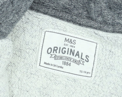 Marks and Spencer Teens Grey Full Zip Hoodie Fleece Lined XS