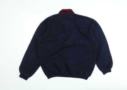 River Island Originals Men’s Navy Henley Sweatshirt L Fleece Cotton Blend