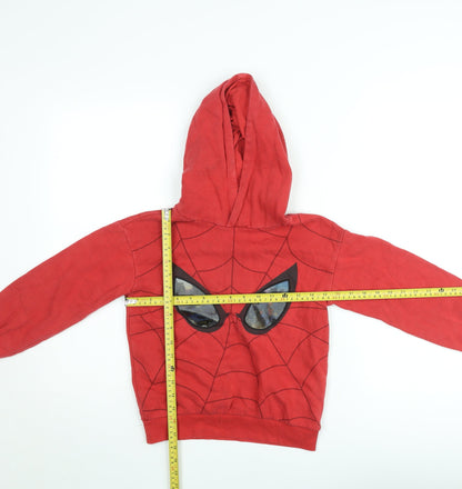 H&M Boys Red Marvel Superhero Hoodie 6-8 Years Pullover Fleece Sweatshirt