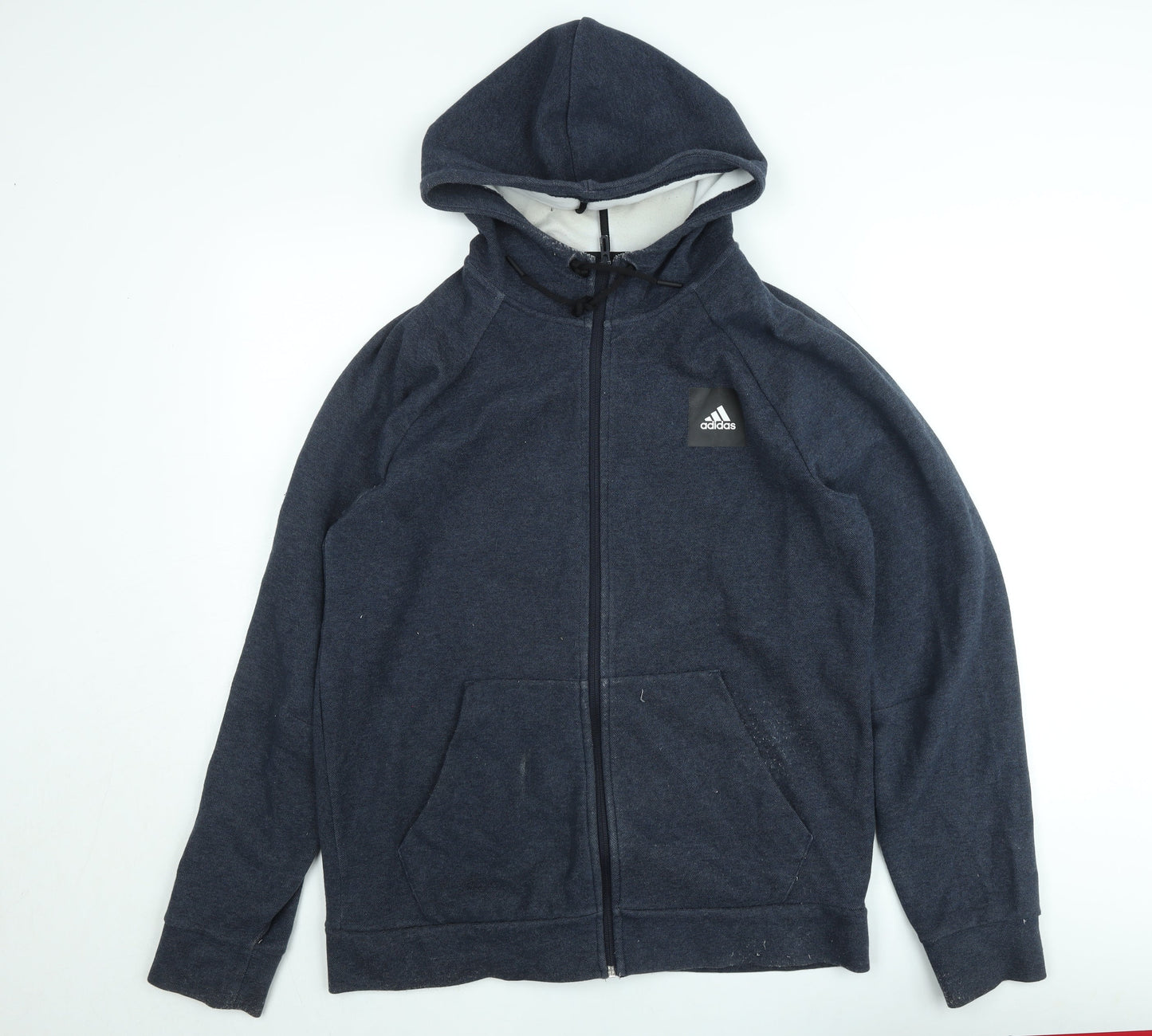 Mens UK Size L adidas Blue Full Zip Hoodie