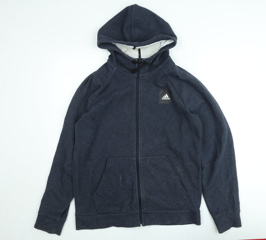 Mens UK Size L adidas Blue Full Zip Hoodie