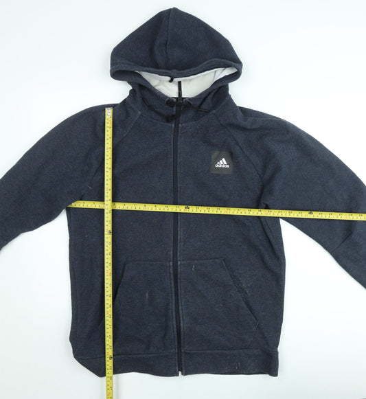Mens UK Size L adidas Blue Full Zip Hoodie