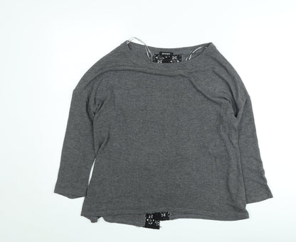 Mystify Women’s Grey Lace Back 3/4 Sleeve Jersey Top Size M