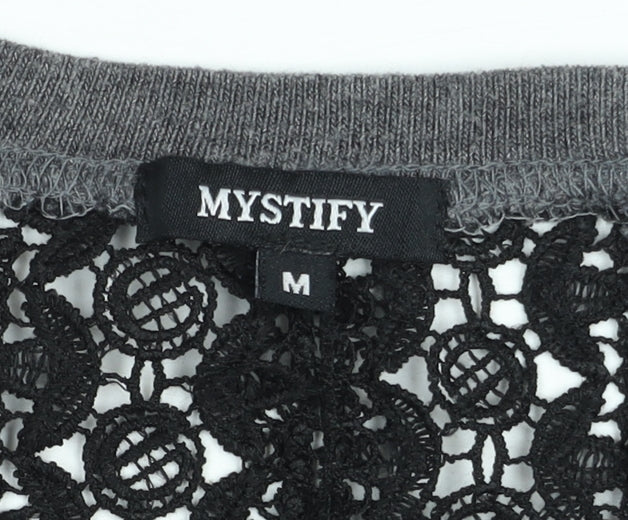 Mystify Women’s Grey Lace Back 3/4 Sleeve Jersey Top Size M
