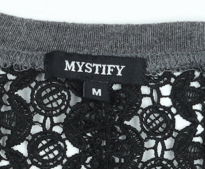 Mystify Women’s Grey Lace Back 3/4 Sleeve Jersey Top Size M