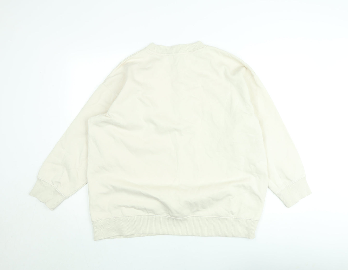 H&M Women Beige Graphic Pullover Sweatshirt Size 12 - Le Marais Paris Print