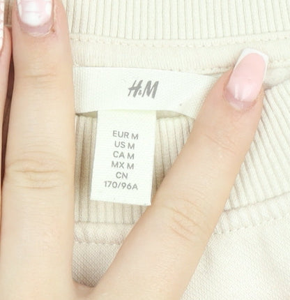 H&M Women Beige Graphic Pullover Sweatshirt Size 12 - Le Marais Paris Print