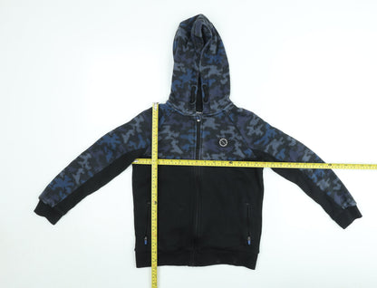 Nutmeg Boys Black Camouflage Full Zip Hoodie 9-10 Years Fleece Hooded Sweatshirt
