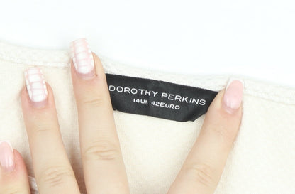 Dorothy Perkins Women’s Ivory Short Sleeve Stretch T-Shirt Size 14