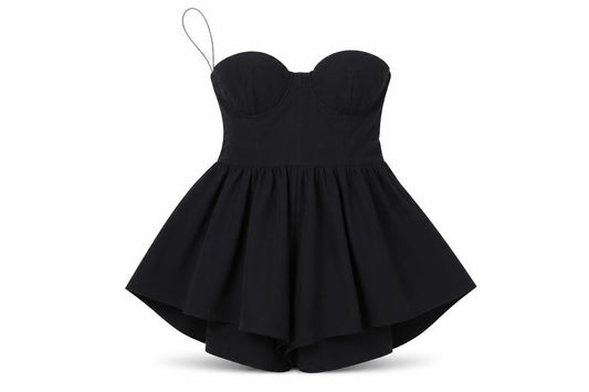 Boohoo Women's Black Strapless Bow-Back Playsuit Size 14