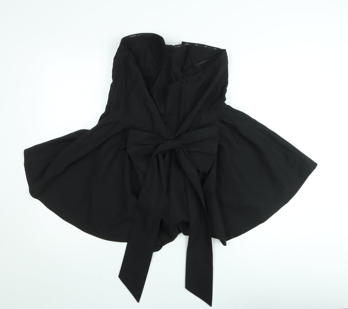 Boohoo Women's Black Strapless Bow-Back Playsuit Size 14