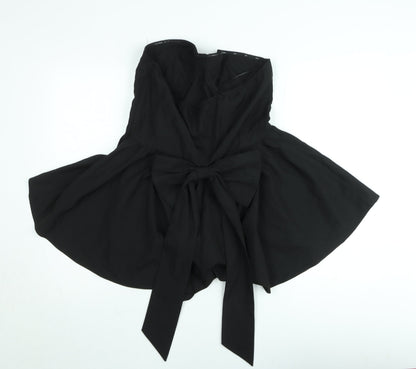 Boohoo Women's Black Strapless Bow-Back Playsuit Size 14