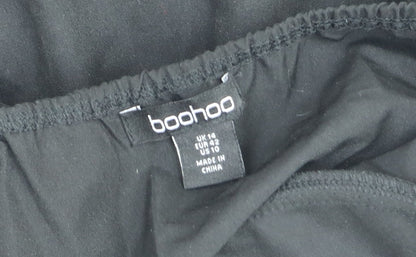 Boohoo Women's Black Strapless Bow-Back Playsuit Size 14