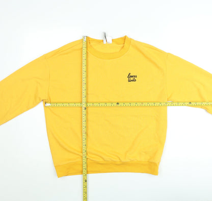H&M Divided Women's Yellow Lovers Unite Pullover Sweatshirt UK 12