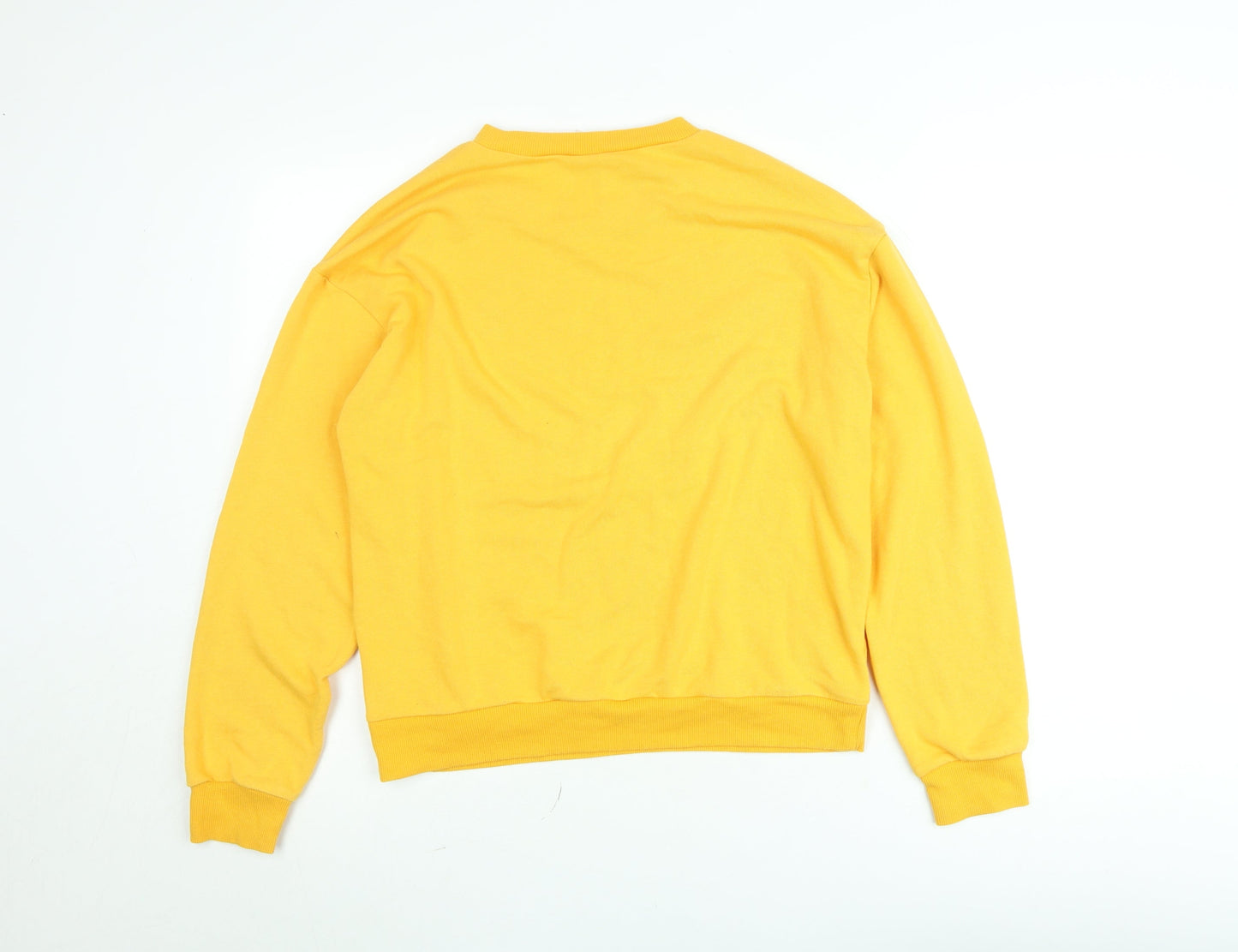 H&M Divided Women's Yellow Lovers Unite Pullover Sweatshirt UK 12