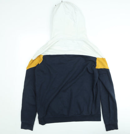 Brave Soul Men’s Multicoloured Pullover Hoodie Navy Mustard White Size M
