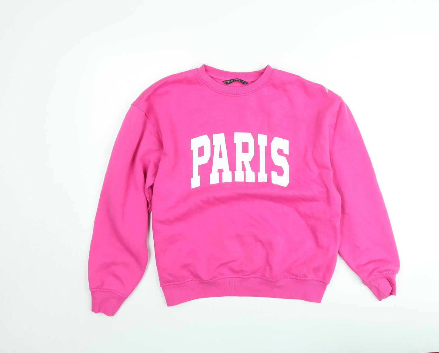 Dunnes Women's Pink Paris Graphic Pullover Sweatshirt Size M