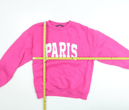 Dunnes Women's Pink Paris Graphic Pullover Sweatshirt Size M