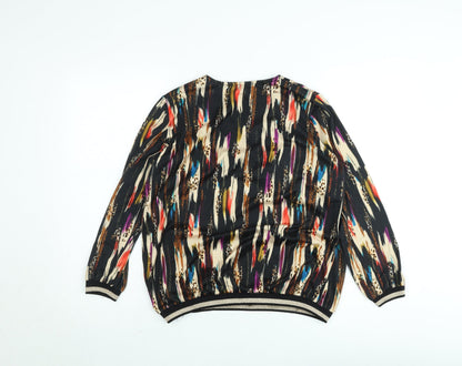 Fun Collection Women's Multicoloured V-Neck Long Sleeve Blouse Size S
