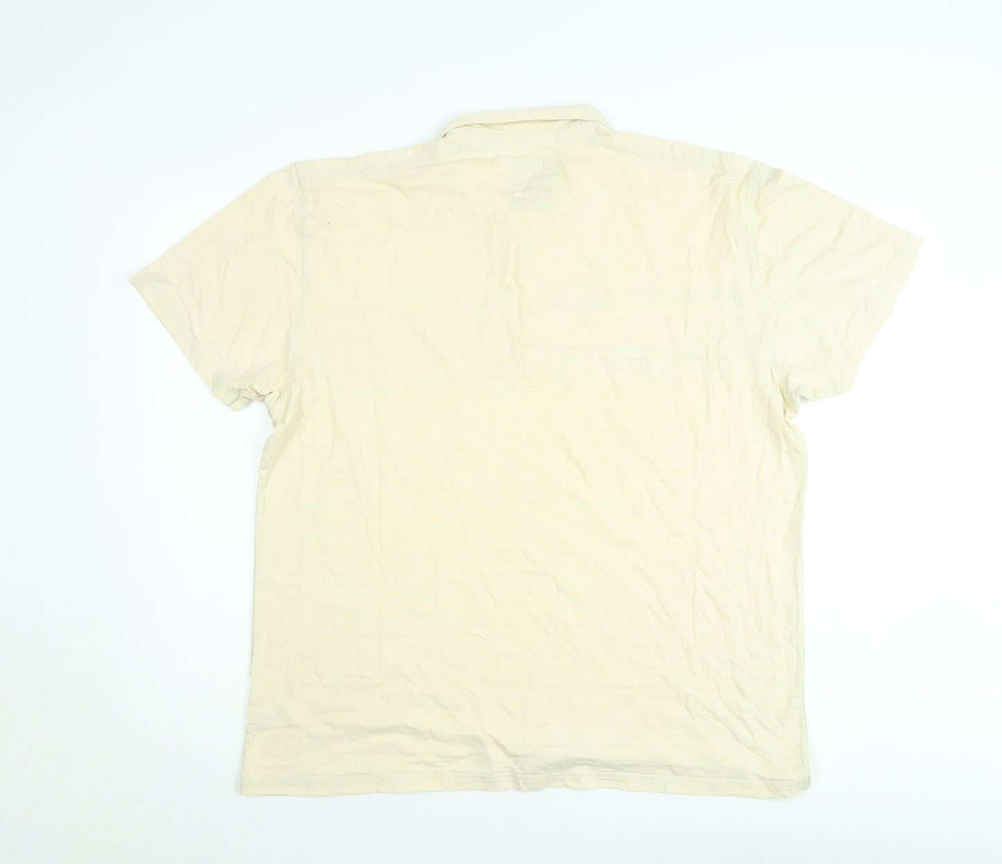 Next Men's Beige Graphic Print Cotton Polo Shirt Size L