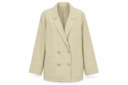 Monki Women Beige Cotton Twill Blazer Jacket Size S