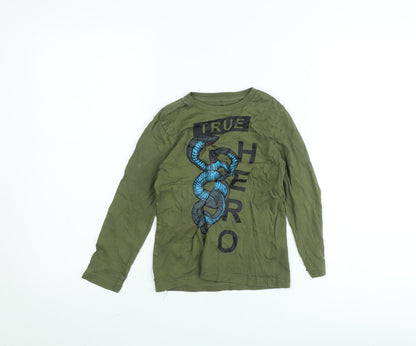 F&F Boys Green Long Sleeve Graphic Snake True Hero T-Shirt 6-7 Years