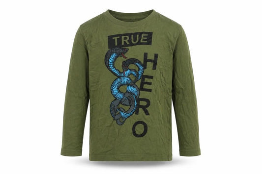 F&F Boys Green Long Sleeve Graphic Snake True Hero T-Shirt 6-7 Years