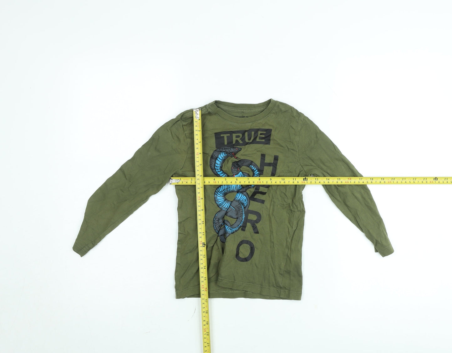 F&F Boys Green Long Sleeve Graphic Snake True Hero T-Shirt 6-7 Years