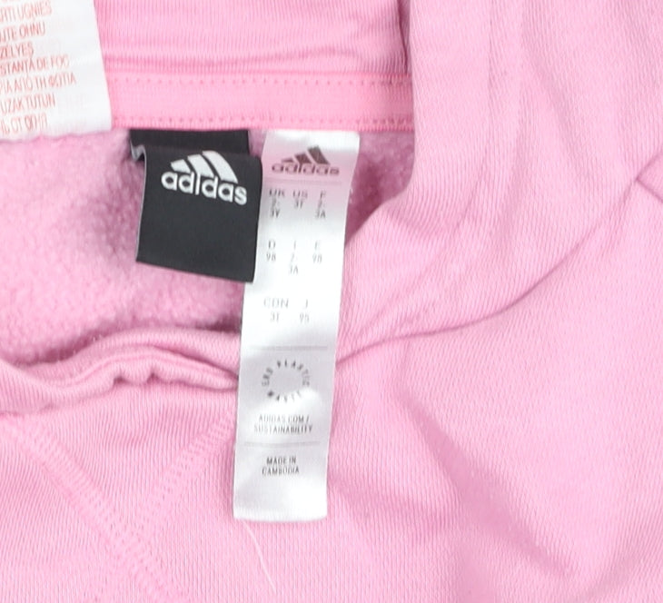 adidas Girls Pink 3 Years Pullover Fleece Hoodie