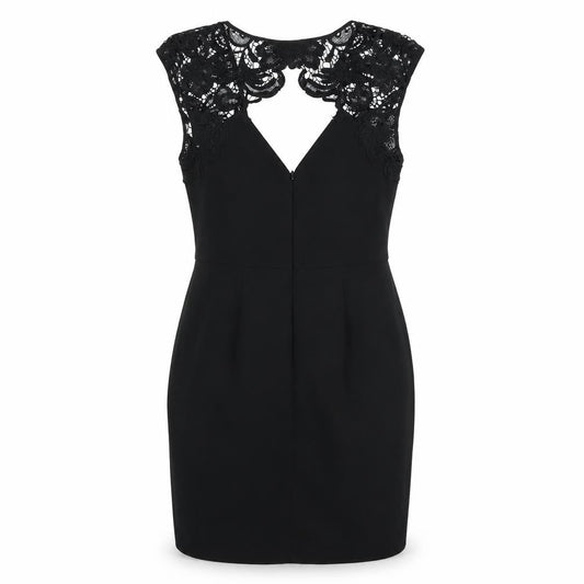 Warehouse Women Black Lace Detail Bodycon Knee Length Dress Size 12