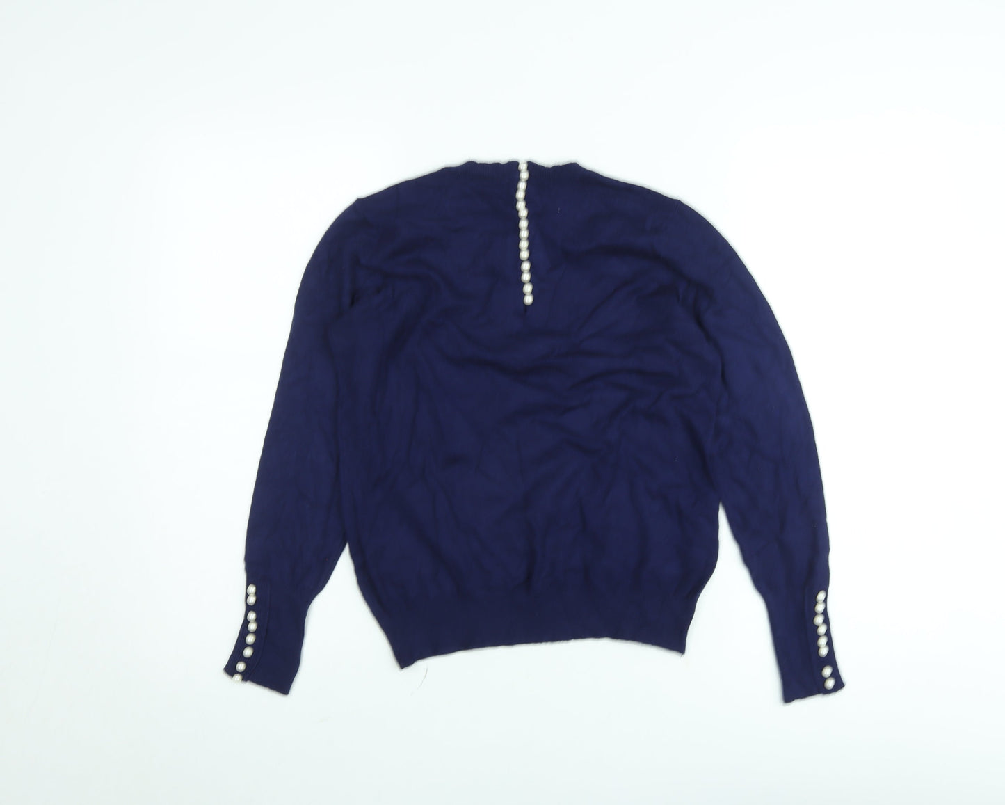 Savida Women's Blue Crew Neck Long Sleeve Pullover Jumper M