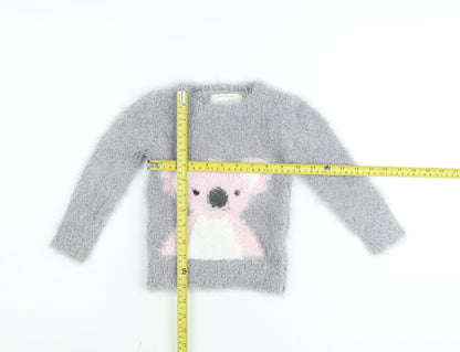 Young Dimension Girls Grey Koala Fluffy Pullover Jumper 12-18 Months