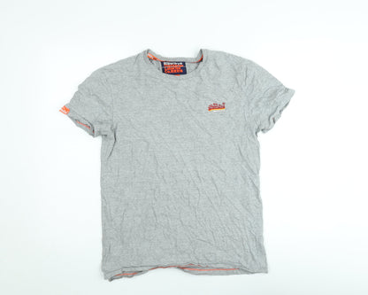 Superdry Men's Grey Large Orange Label Crew Neck Cotton T-Shirt