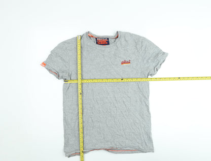 Superdry Men's Grey Large Orange Label Crew Neck Cotton T-Shirt