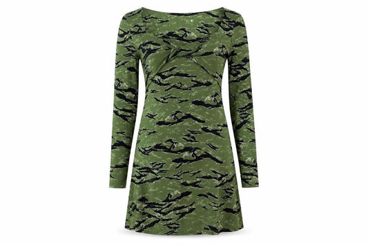 Topshop Women’s Green Camouflage A-Line Jersey Dress Size 12