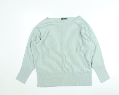 Dunnes Women Green Knit Long Sleeve Boat Neck Top Size L