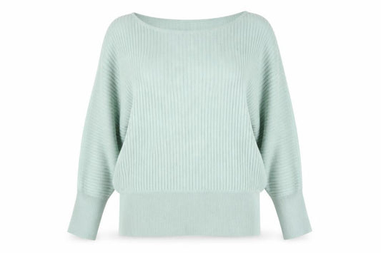 Dunnes Women Green Knit Long Sleeve Boat Neck Top Size L