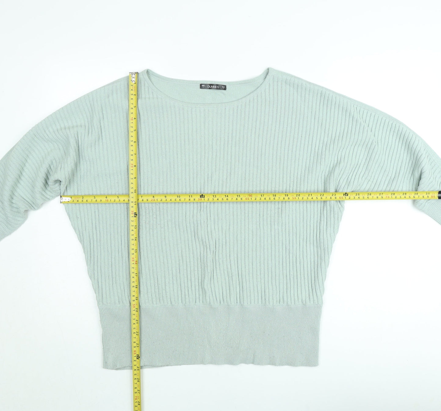 Dunnes Women Green Knit Long Sleeve Boat Neck Top Size L