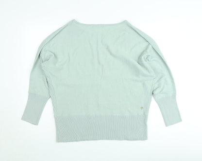 Dunnes Women Green Knit Long Sleeve Boat Neck Top Size L